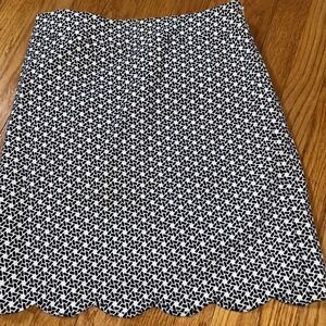 TALBOT Lined Cotton Blend Black/White Geometric Scallop Hem Office Skirt -Size 2